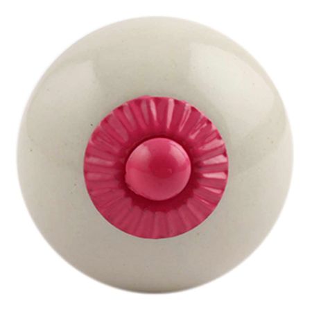 Cream Round Pink Fitting Ceramic Knob
